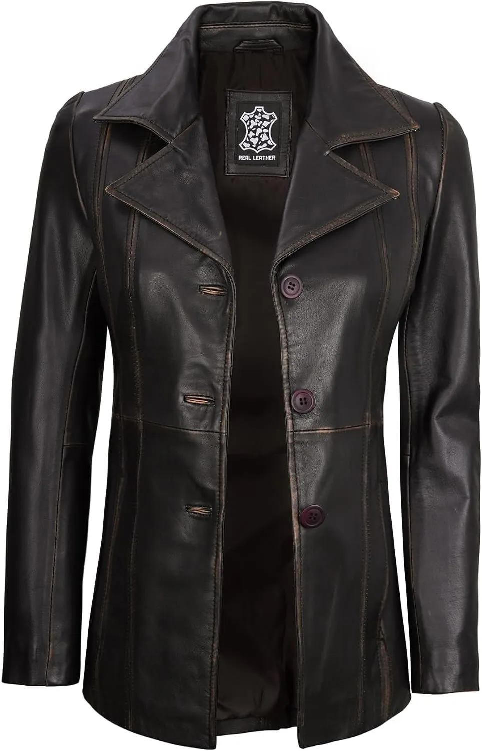 Decrum Leather Blazers for Women - Stylish Blazer Style Casual Real Lambskin Leather Jacket Women