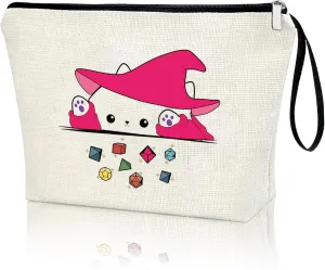 DnD Gift Cat Throwing Dice Dungeon Master Gift DnD Holding Zipper Bag Cosmetic Pouch Gamer Dice Bag Tabletop RPG Tabletop Games Role Playing Decoration for Girl Women