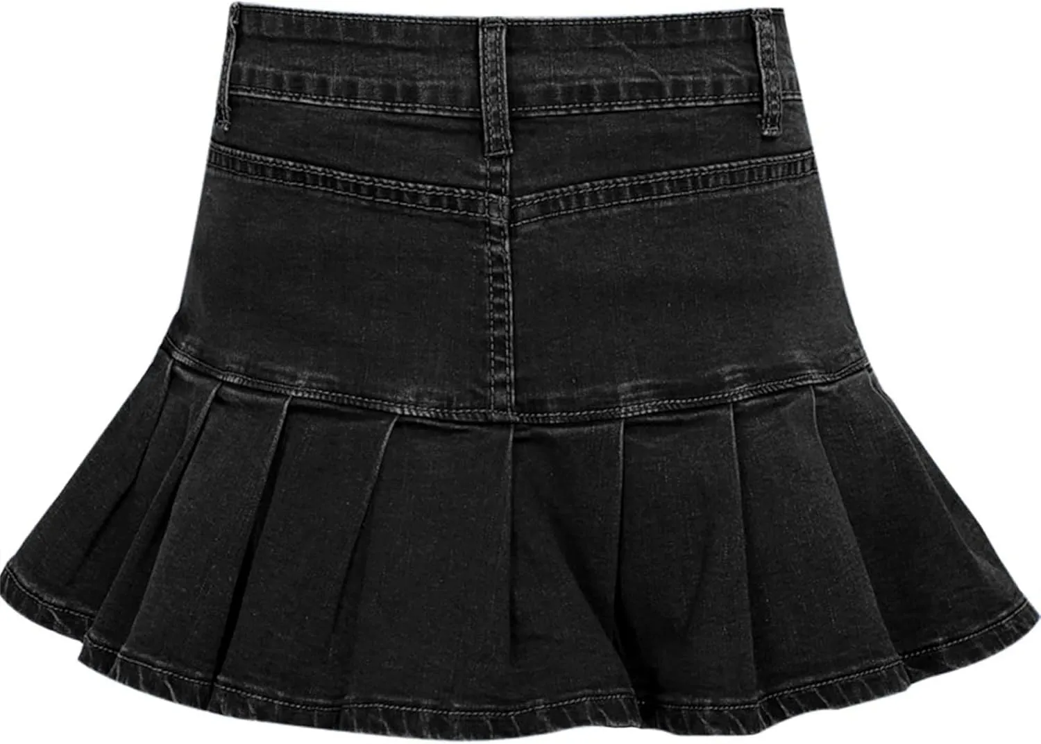 Dqbeng Women's A Line Denim Ruffle Skirt Y2K Pleated Mini Jean Skirts with Pockets