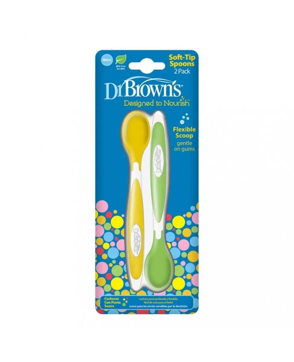 Dr.Brown's Soft Tip Spoons, 2-Pack - Yellow & Green