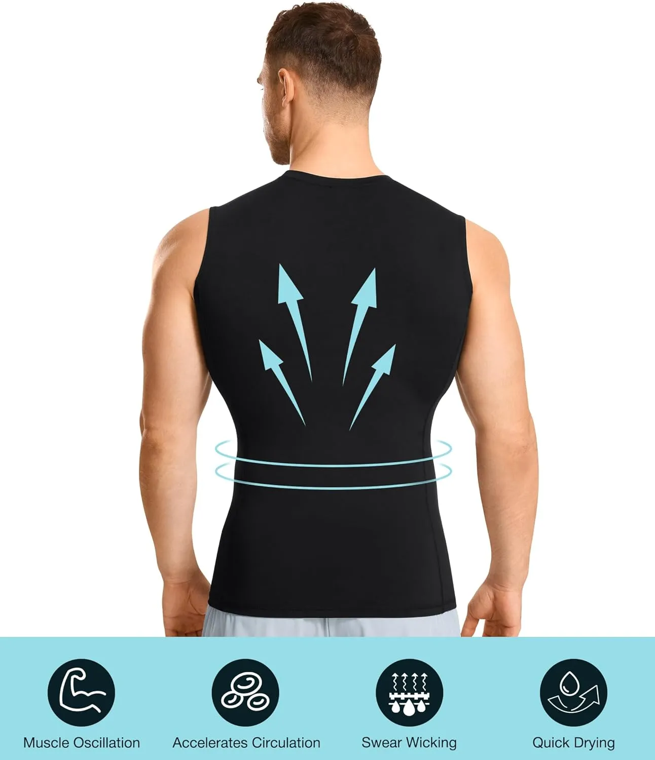 Eleady 2 Packs Compression Shirt Men Workout Shirts Athletic Base Layer Sleeveless Tank Top Slimming Undershirt