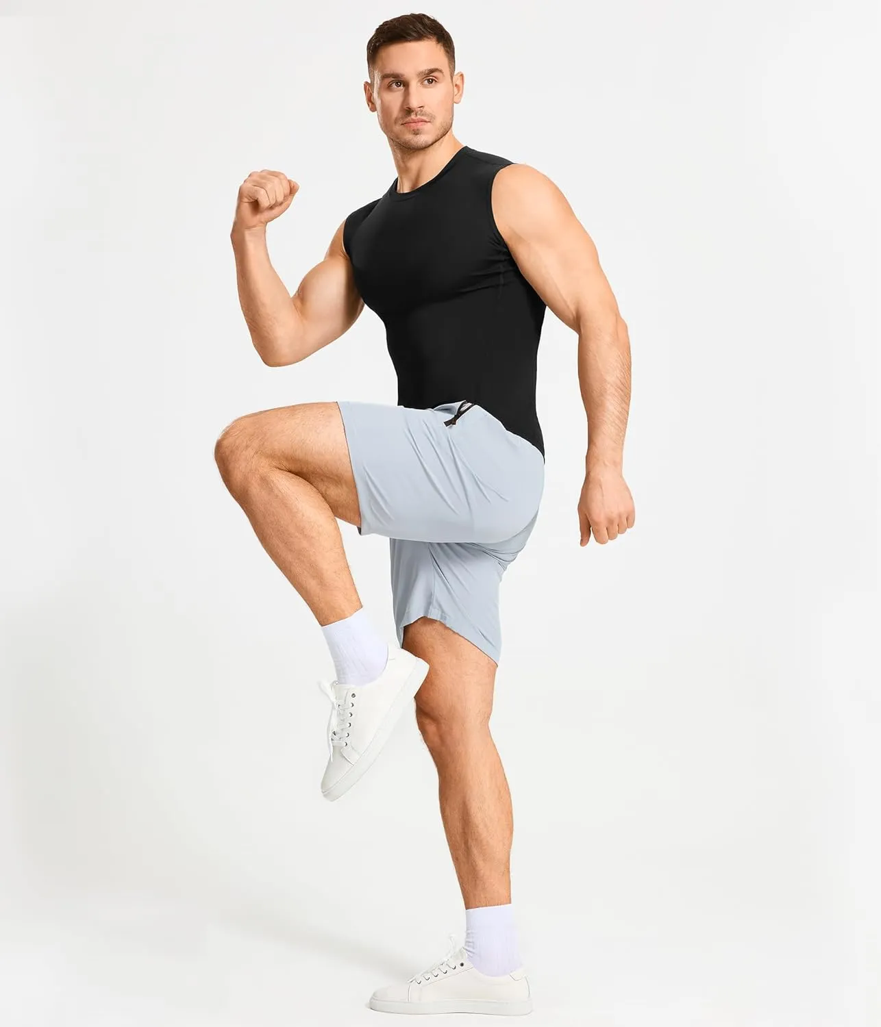 Eleady 2 Packs Compression Shirt Men Workout Shirts Athletic Base Layer Sleeveless Tank Top Slimming Undershirt