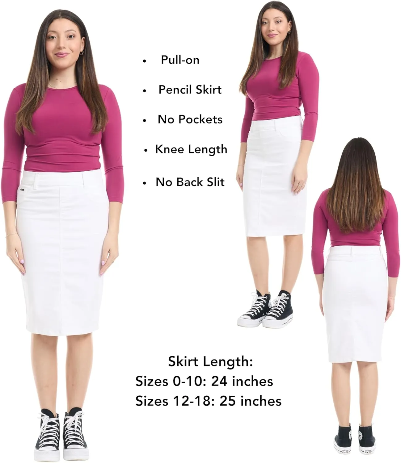 ESTEEZ Women's Stretch Denim Pencil Skirt  Soft, Flexible, Body-Hugging, Knee-Length Jean Skirt Brooklyn