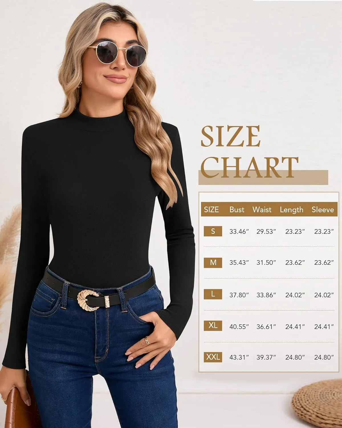 Ficerd 3 Pack Women's Mock Turtleneck Shirts, Fleece Lined Thermal Underwear Tops Long Sleeve Tight Base Layer Undershirts