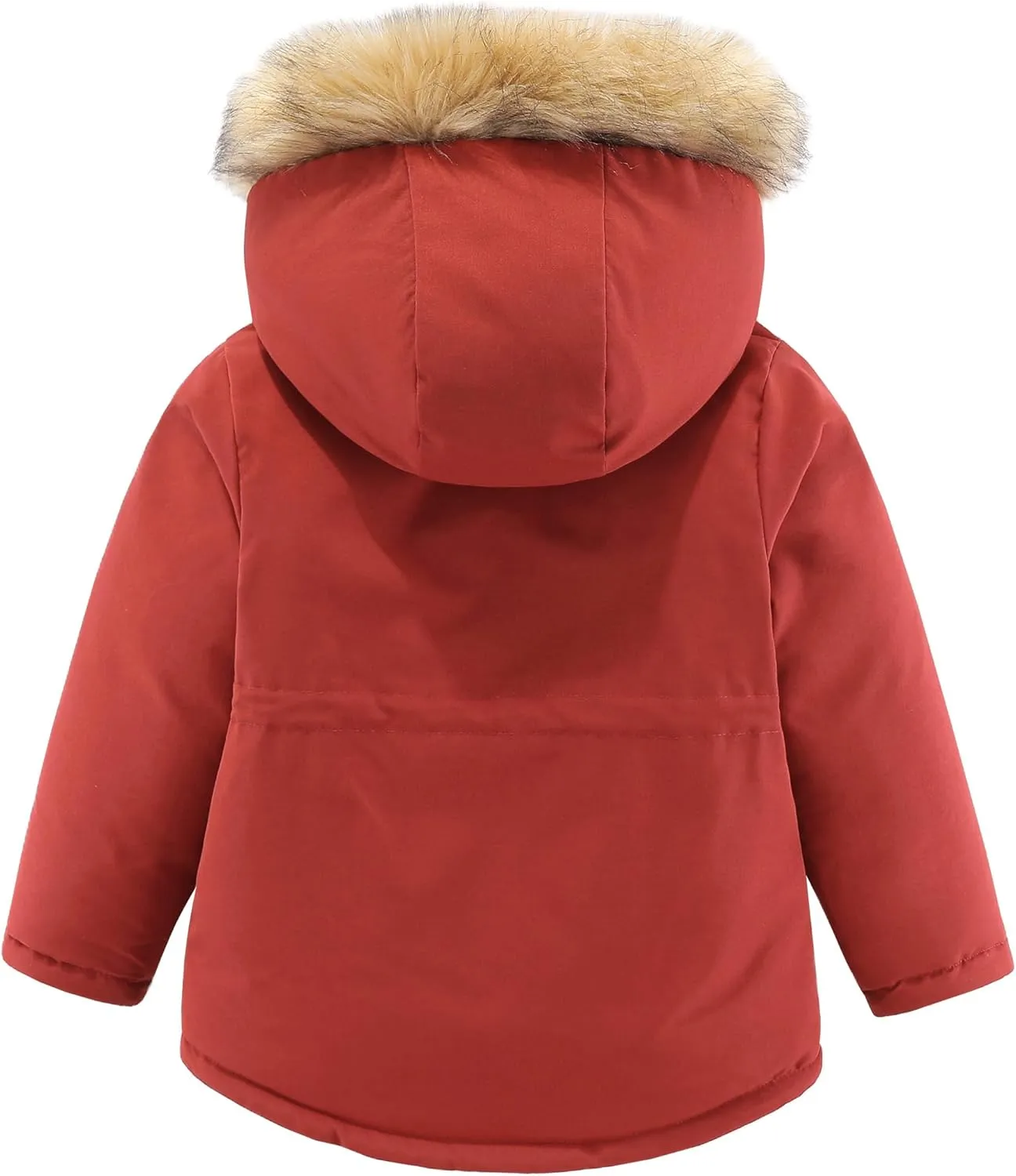 Girls Winter Coat Hooded Fake-Down Padded Jacket Sherpa Lined Puffer Outerwear