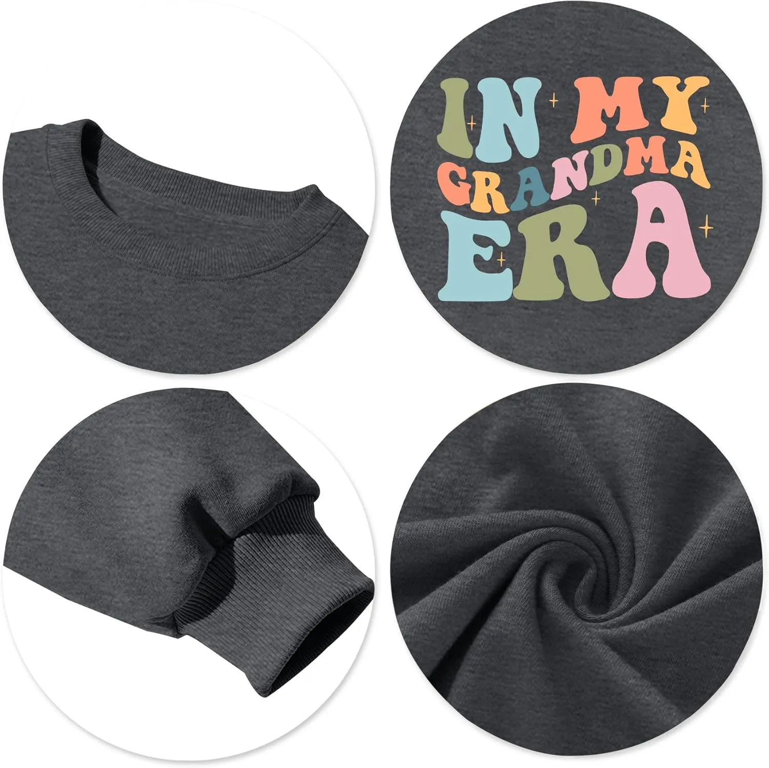 Grandma Sweatshirts Women In My Grandma Era Long Sleeve Gift for Grandma Shirt Graphic Tees Pullover Tops