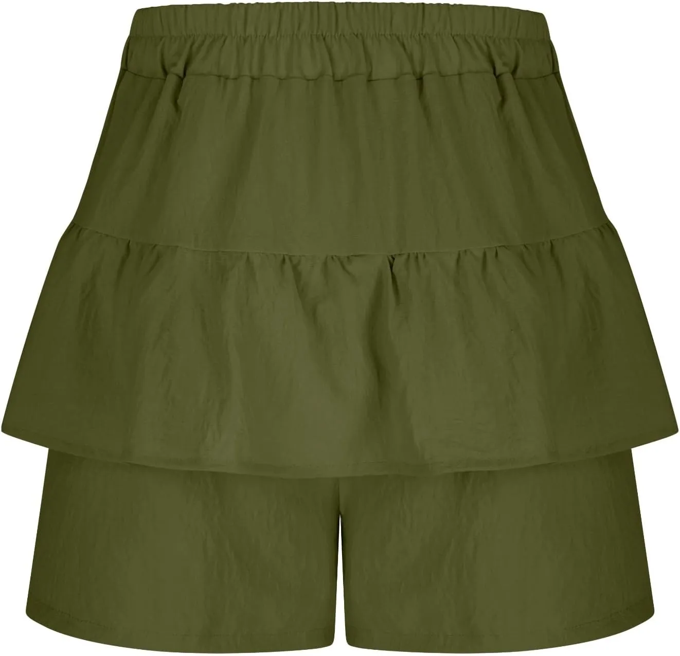 High-Waisted Skirt Shorts for Women Stylish Tummy Control Layered Shirt for Summer Beach Solid Plus Size Casual Short
