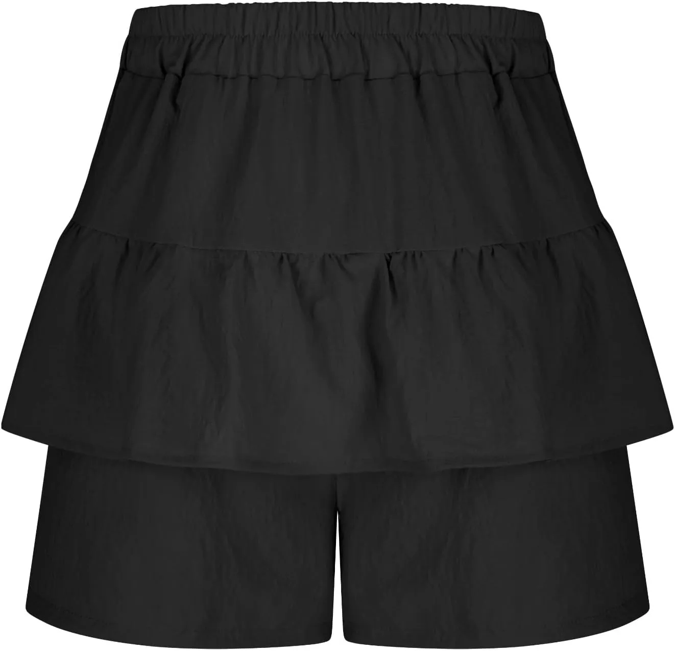 High-Waisted Skirt Shorts for Women Stylish Tummy Control Layered Shirt for Summer Beach Solid Plus Size Casual Short