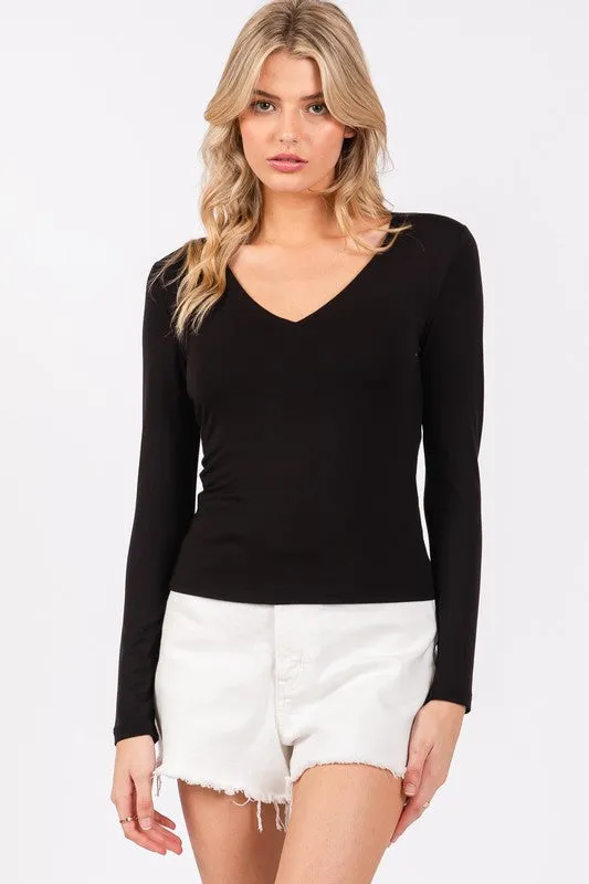 Ivory V Neck Double Layered Top