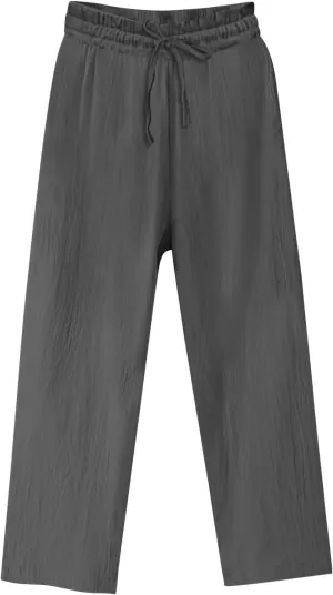 Linen Pants for Women High Waisted Wide Leg Flowy Trousers Drawstring Casual Summer Beach Vacation Pant