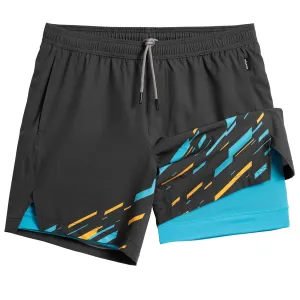 maamgic Gym Shorts for Men 7 inch Inseam with Liner Stretch 2 in 1 Workout Shorts Men Quick Dry Athletic Running Shorts X-Small Gray