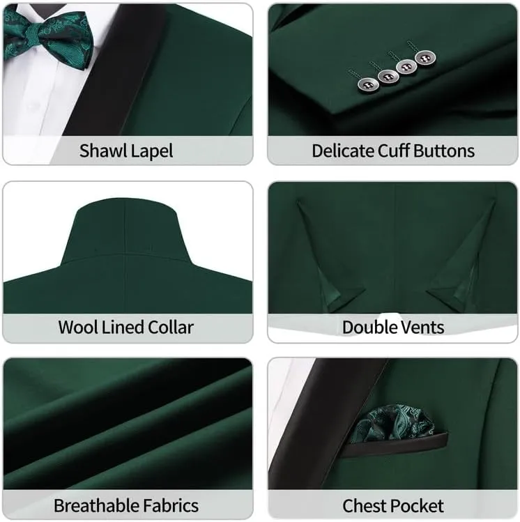 MAGE MALE Men's Tuxedo Jacket Slim Fit One Button Solid Blazer Jacket for Dinner,Prom,Party
