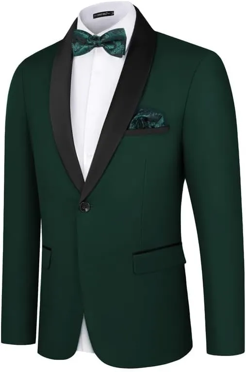 MAGE MALE Men's Tuxedo Jacket Slim Fit One Button Solid Blazer Jacket for Dinner,Prom,Party