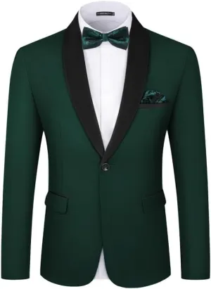 MAGE MALE Men's Tuxedo Jacket Slim Fit One Button Solid Blazer Jacket for Dinner,Prom,Party