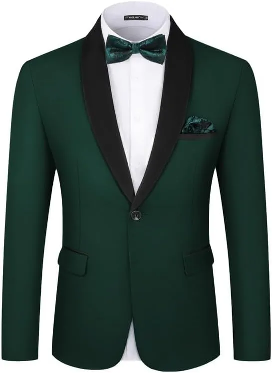 MAGE MALE Men's Tuxedo Jacket Slim Fit One Button Solid Blazer Jacket for Dinner,Prom,Party
