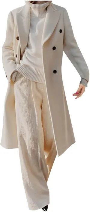 maisdgop Long Winter Coats for Women Long Sleeve Open Front Trench Coat Winter Straight Cardigan Jackets Button Outerwear