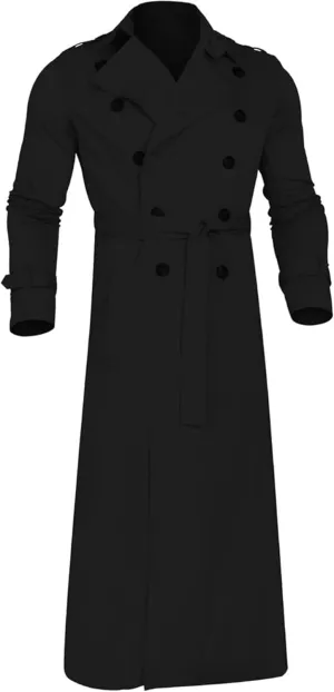 Man's Double Breasted Trench Coat Oversized Casual Loose Windbreaker Lapel Long Jacket Overcoat With Belt