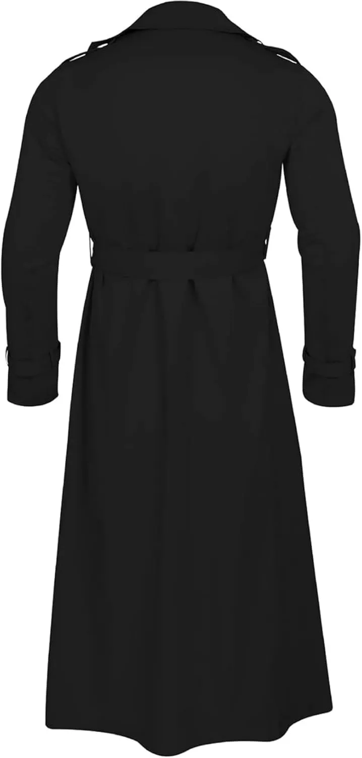 Man's Double Breasted Trench Coat Oversized Casual Loose Windbreaker Lapel Long Jacket Overcoat With Belt