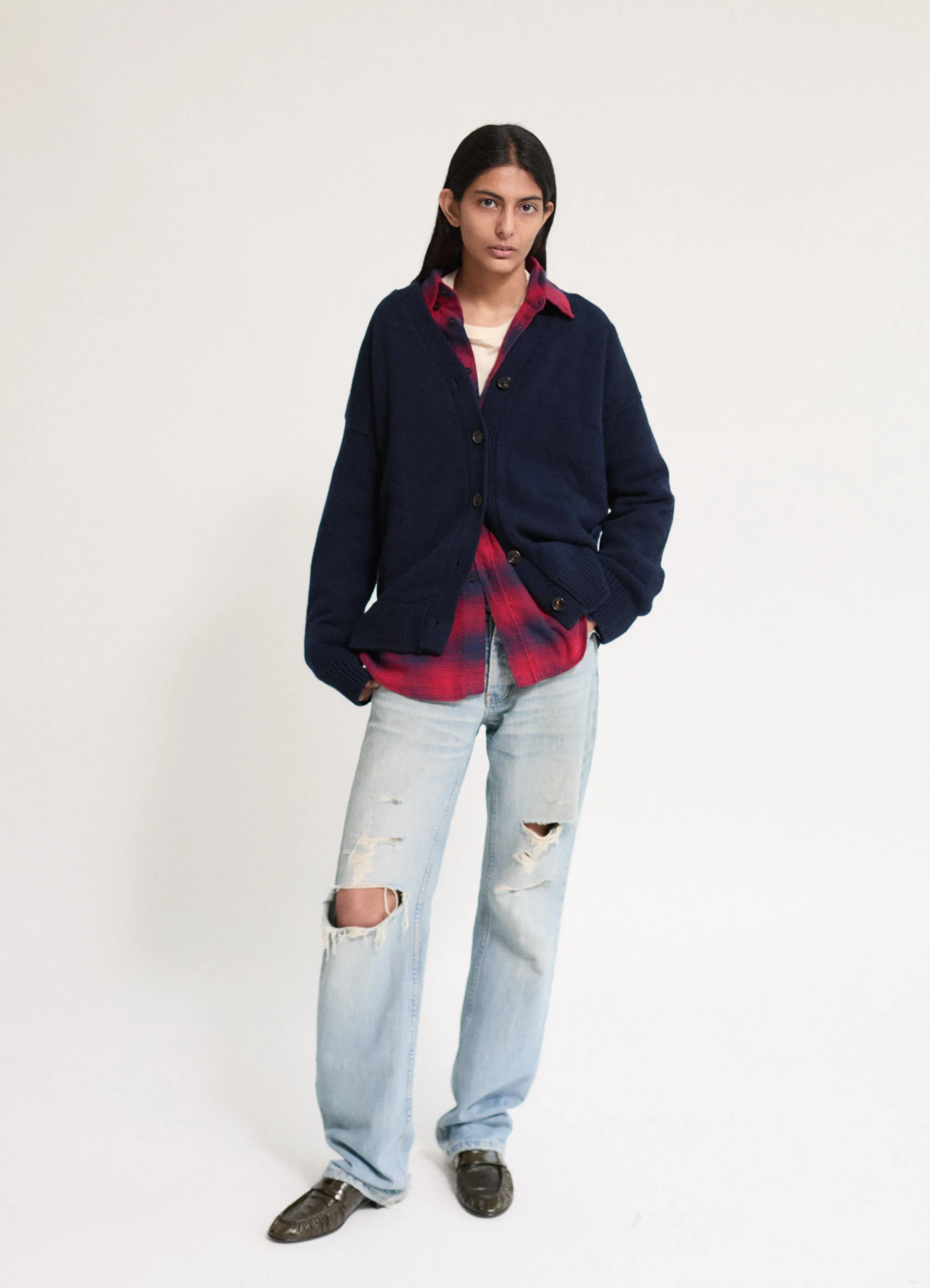 Maura V-neck Cardigan in Navy
