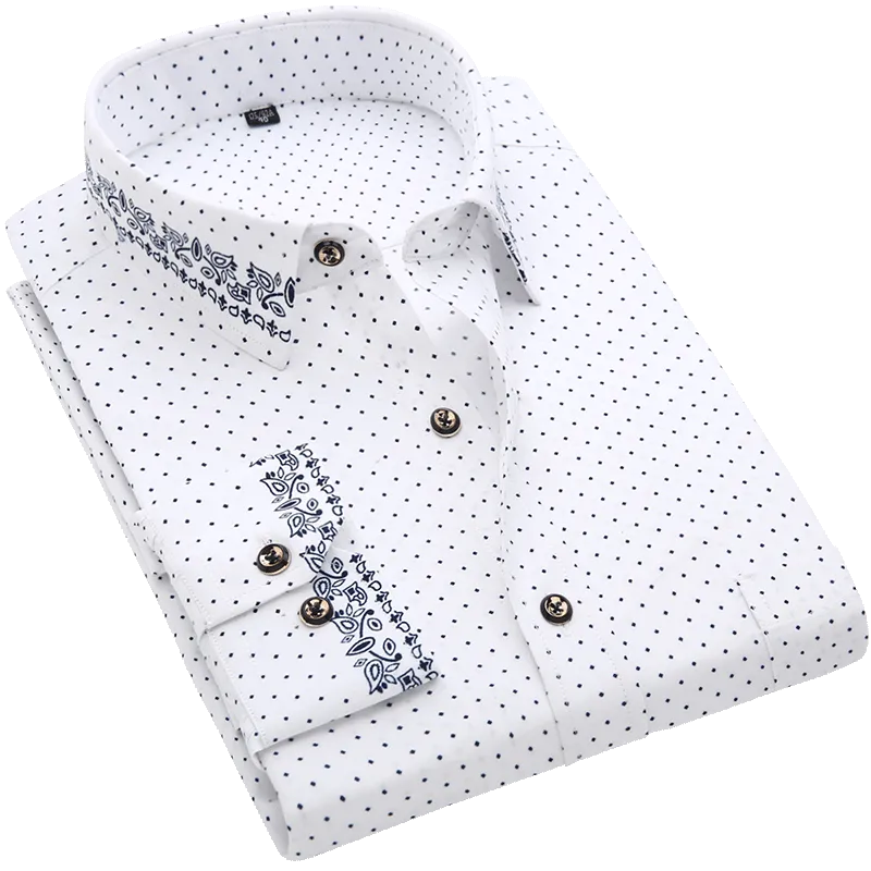 Men Shirt Long Sleeve Floral Printing Plaid Fashion Pocket Casual Shirts. 100% Polyester Soft Comfortable Men Shirt.