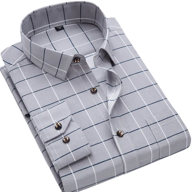 Men Shirt Long Sleeve Floral Printing Plaid Fashion Pocket Casual Shirts. 100% Polyester Soft Comfortable Men Shirt.