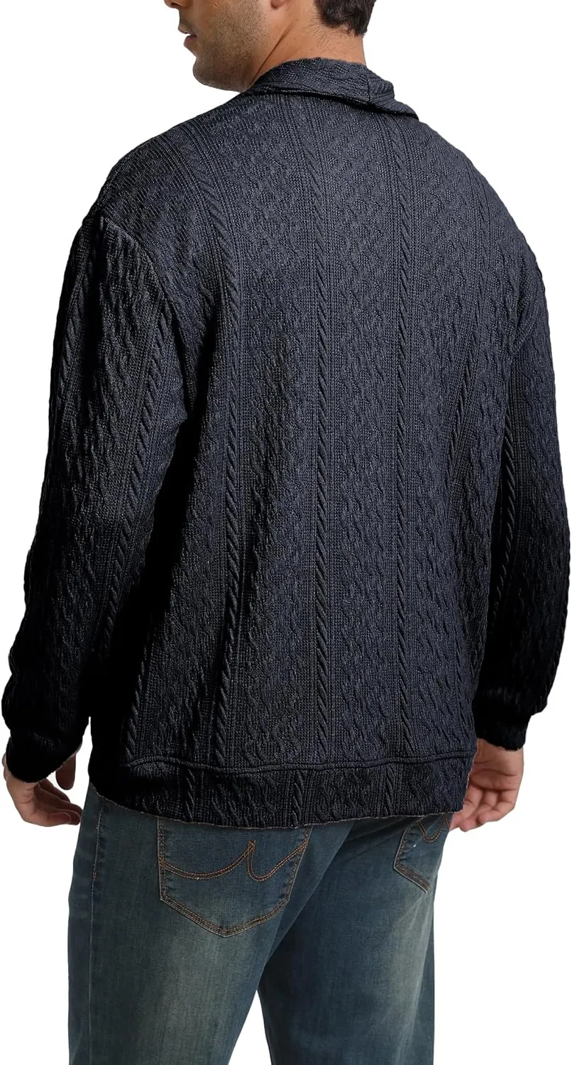 Mens Cardigan Outwear Casual Shawl Collar Open Front Button Down Sweaters with Pockets