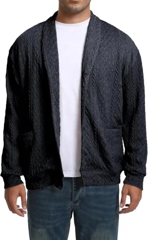 Mens Cardigan Outwear Casual Shawl Collar Open Front Button Down Sweaters with Pockets