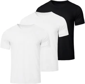 Mens T-Shirts Short Sleeve Stretch Moisture-Wicking Crewneck Cotton Shirt for Man Athletic Running Gym Workout