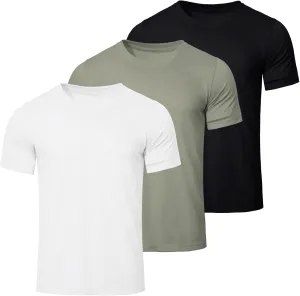 Mens T-Shirts Short Sleeve Stretch Moisture-Wicking Crewneck Cotton Shirt for Man Athletic Running Gym Workout