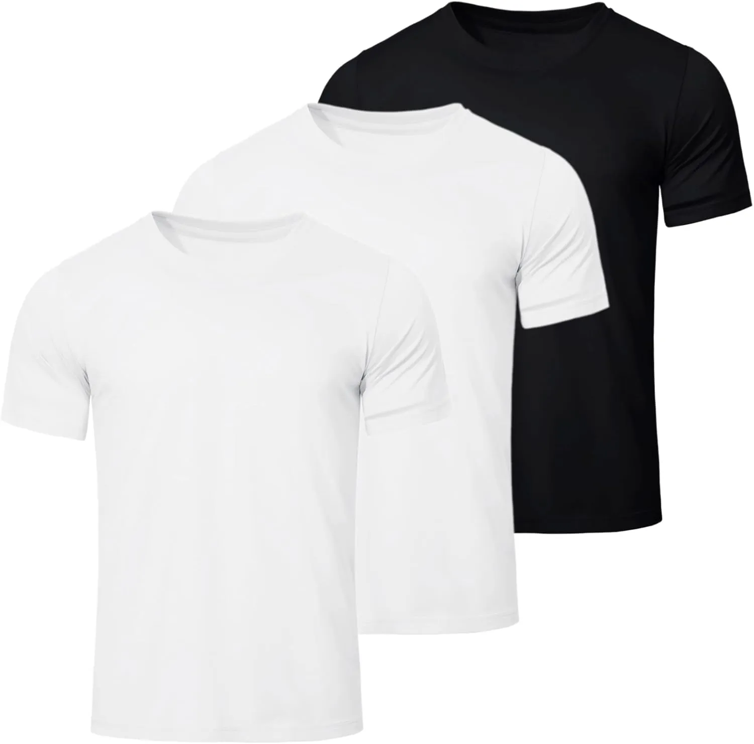 Mens T-Shirts Short Sleeve Stretch Moisture-Wicking Crewneck Cotton Shirt for Man Athletic Running Gym Workout