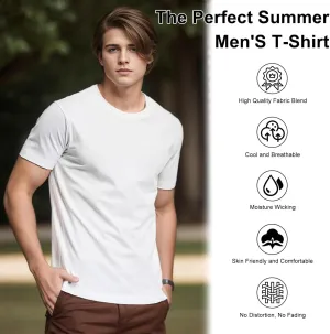 Mens T-Shirts Short Sleeve Stretch Moisture-Wicking Crewneck Cotton Shirt for Man Athletic Running Gym Workout