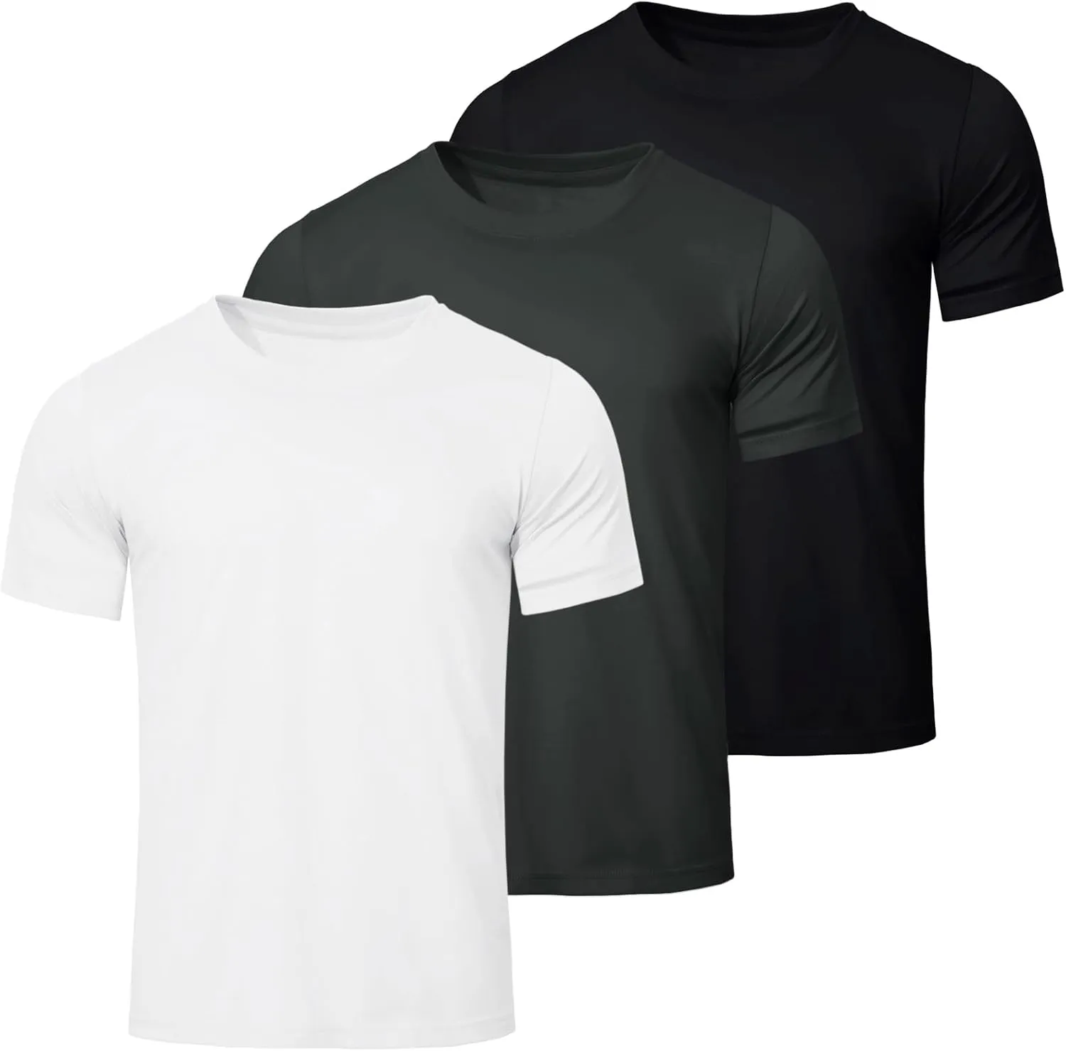 Mens T-Shirts Short Sleeve Stretch Moisture-Wicking Crewneck Cotton Shirt for Man Athletic Running Gym Workout