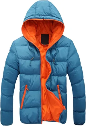 Mens Winter Coat Zipper Fashion Fall Casual Loose Fit Coats Thickened Cotton Padded Warm Hood Jacket Outwear