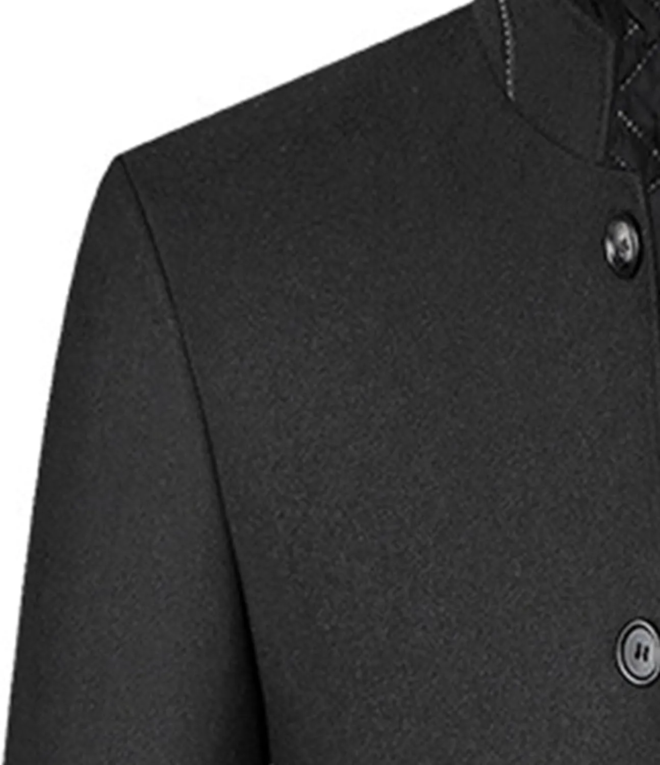 Mens Wool Blend Blazer Jacket Single Breasted Business Blazer Jacket Stand Collar Wool Blend Coat Wih Pockets