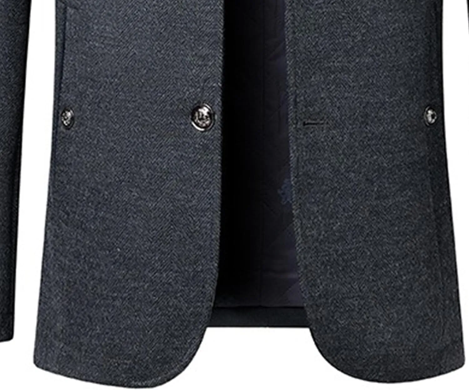 Mens Wool Blend Blazer Jacket Single Breasted Business Blazer Jacket Stand Collar Wool Blend Coat Wih Pockets
