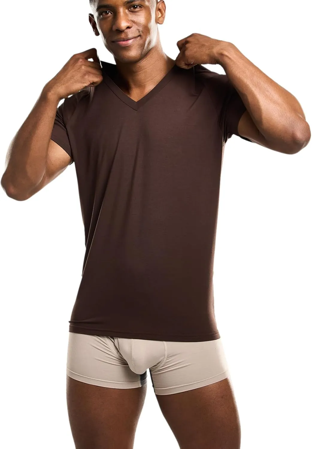 Mr. Davis Men's Bamboo Viscose Traditional Cut V Neck - Stylish Undershirts with Stretch Fabric for a 3 Pack