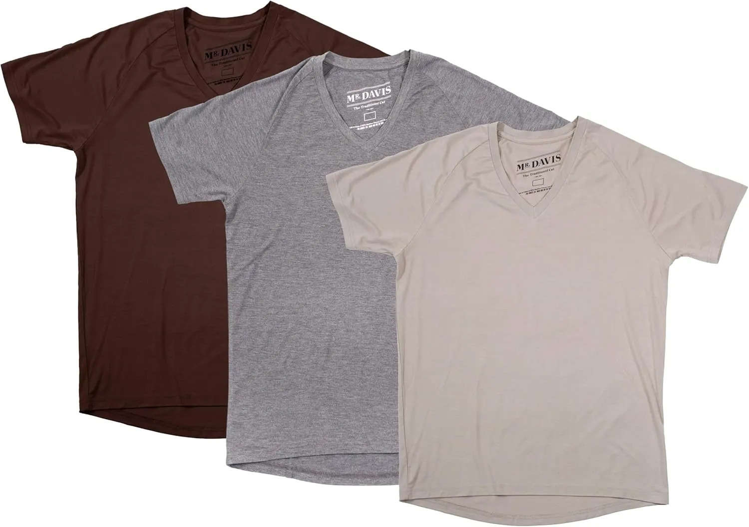 Mr. Davis Men's Bamboo Viscose Traditional Cut V Neck - Stylish Undershirts with Stretch Fabric for a 3 Pack