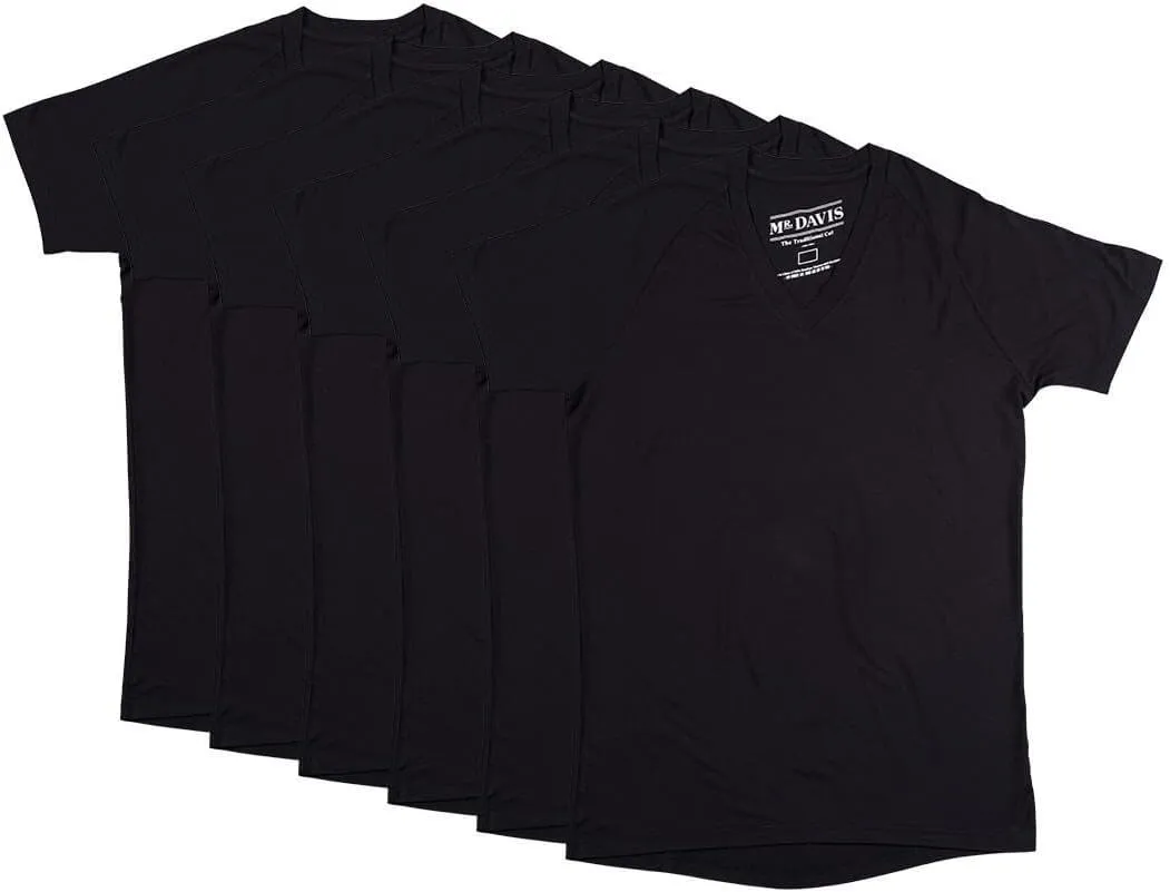 Mr. Davis Men's Bamboo Viscose Traditional Cut V Neck - Stylish Undershirts with Stretch Fabric for a 6 Pack