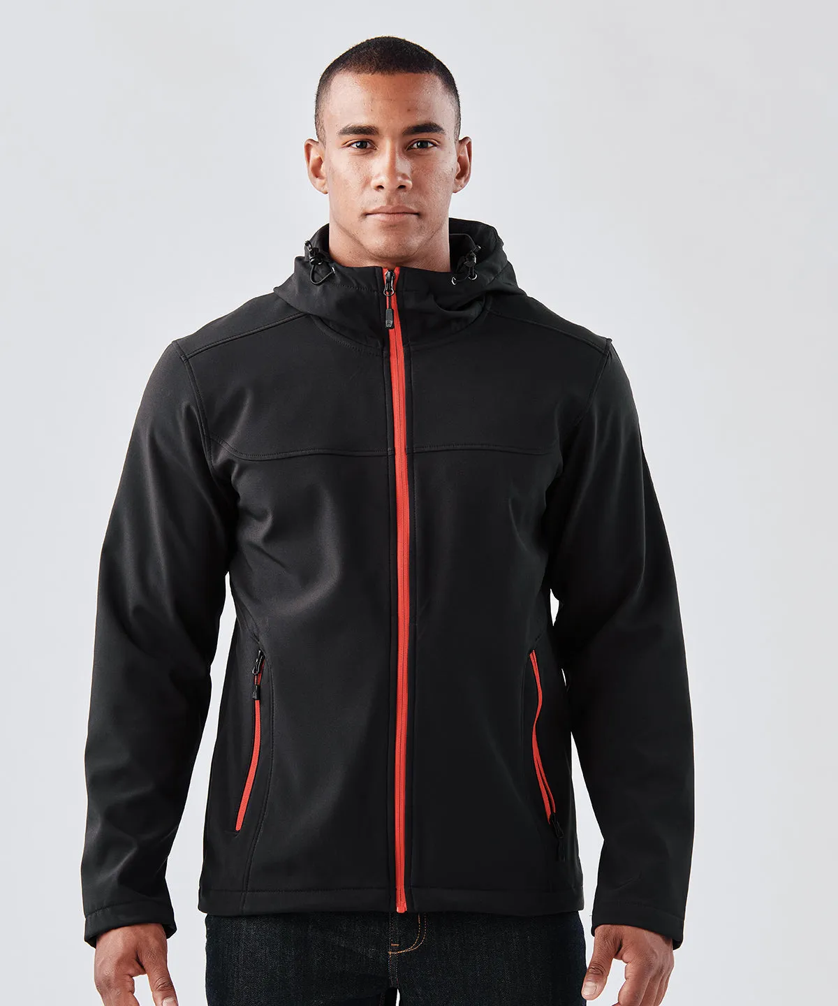 Orbiter softshell hoodie | Black/Dolphin