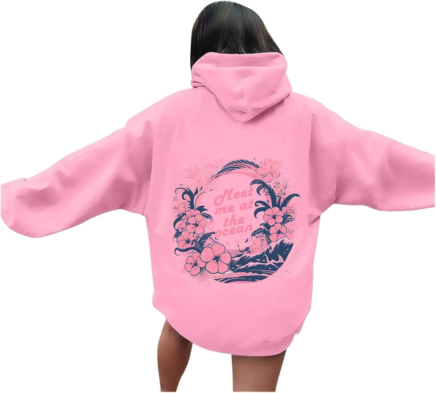 Pink Hoodie Oversized Hoodies for Women, Teen Girls Preppy Sweatshirt Long Sleeve Sweatshirts,Pink