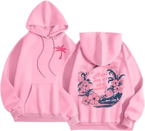 Pink Hoodie Oversized Hoodies for Women, Teen Girls Preppy Sweatshirt Long Sleeve Sweatshirts,Pink