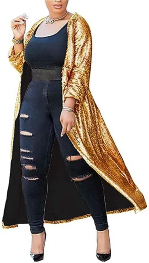 Plus Size Sequin Cardigans for Women Evening Duster Kimono