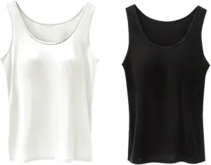 Plus Size Tank Top for Women with Shelf Bra Adjustable Wide Strap Camisole Summer Basic Udershirts 12 PC