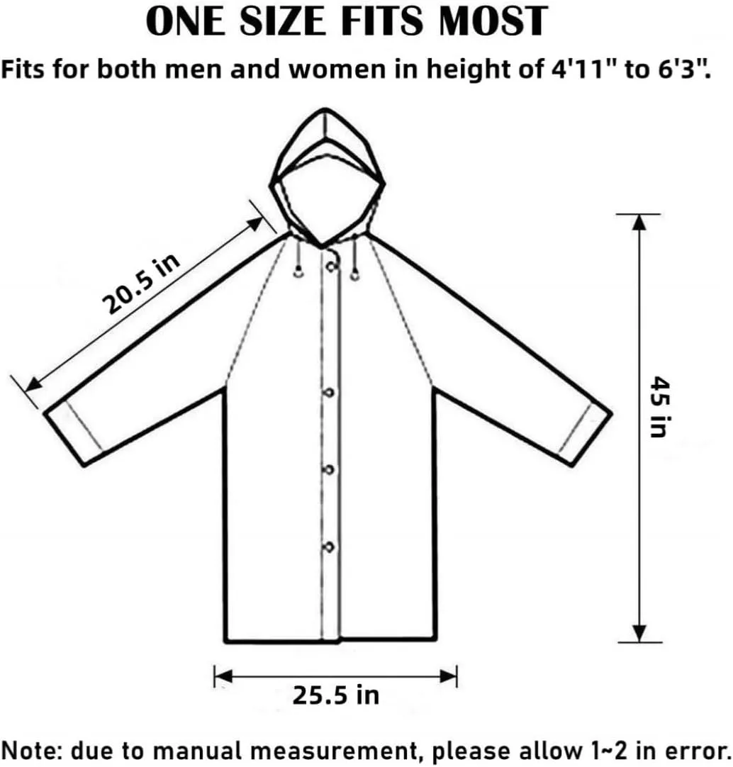 Rain Ponchos for Adults, Reusable Waterproof Hooded EVA Rain Coats Rain Jackets Rainwear for Women Men, Pack of 2