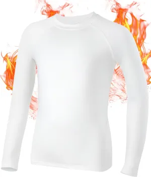 Roadbox Boys Compression Thermal Shirt - 1-2 Pack Youth Long Sleeve Fleece Base Layer Undershirts Football Baseball