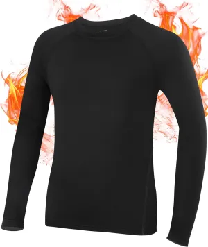 Roadbox Boys Compression Thermal Shirt - 1-2 Pack Youth Long Sleeve Fleece Base Layer Undershirts Football Baseball