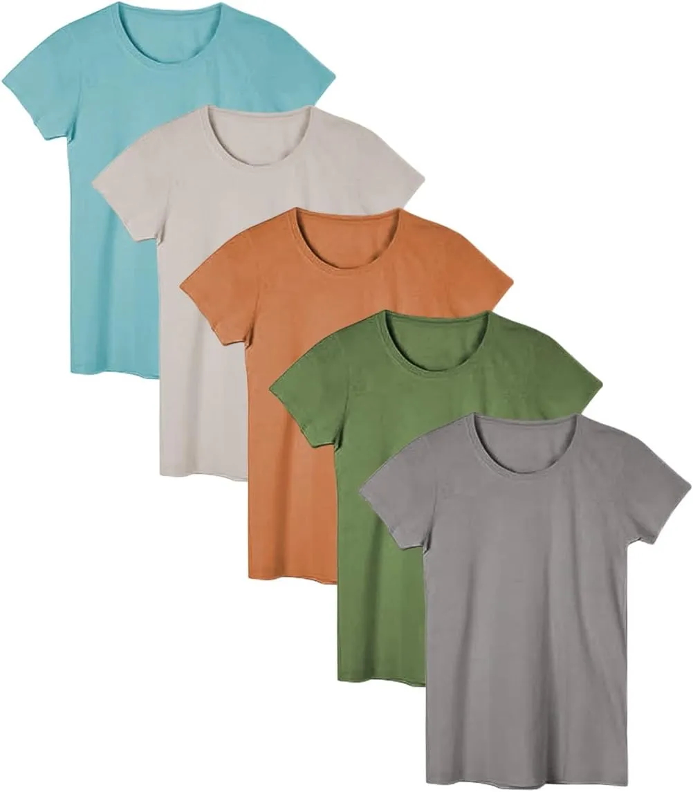 Sexy Basics Women's Cotton Stretch Color T Shirts | Casual & Active Basic Tops | Multi Packs