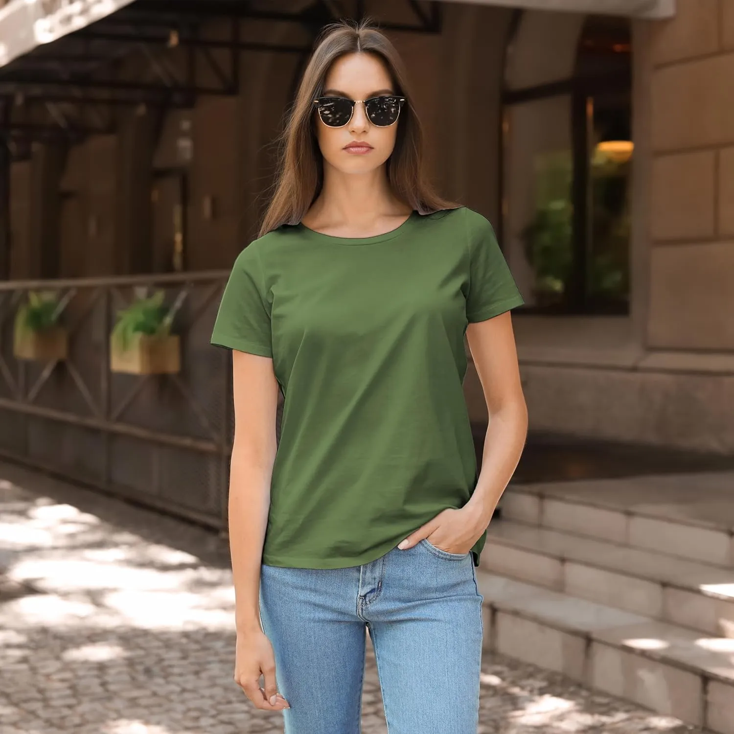 Sexy Basics Women's Cotton Stretch Color T Shirts | Casual & Active Basic Tops | Multi Packs