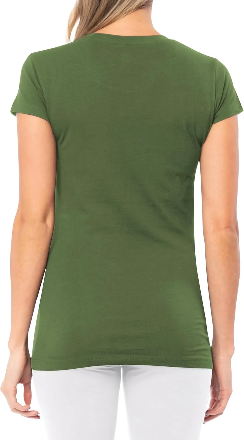 Sexy Basics Women's Cotton Stretch Color T Shirts | Casual & Active Basic Tops | Multi Packs