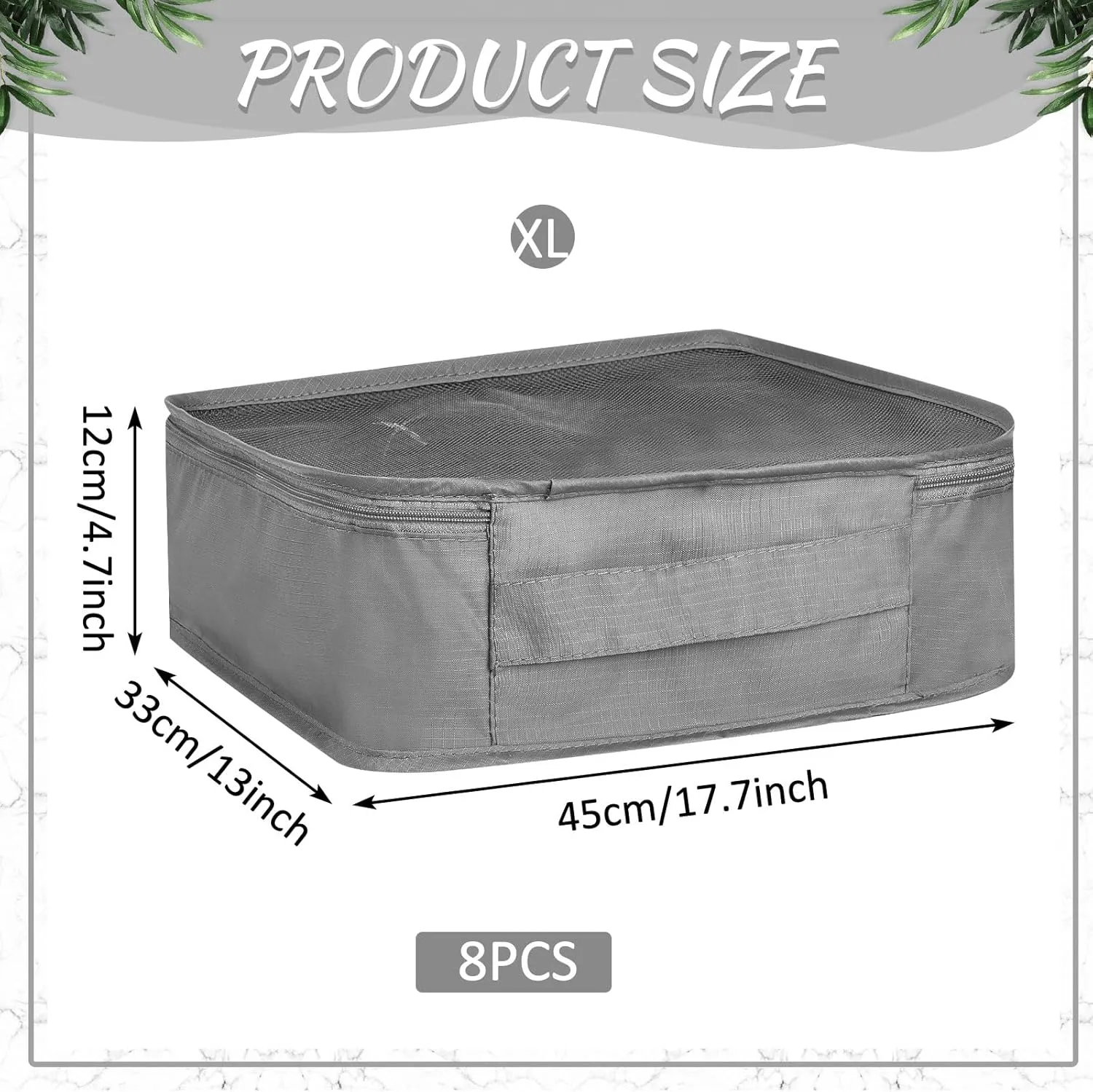 Silkfly 8 Pcs XL Packing Cube for Travel Luggage Organizer Suitcase High Capacity Large Packing Bag Bulk Reusable Mesh Travel Cube for Hiking Camping Accessory, 17.7 x 13 x 4.7 Inch(Gray)